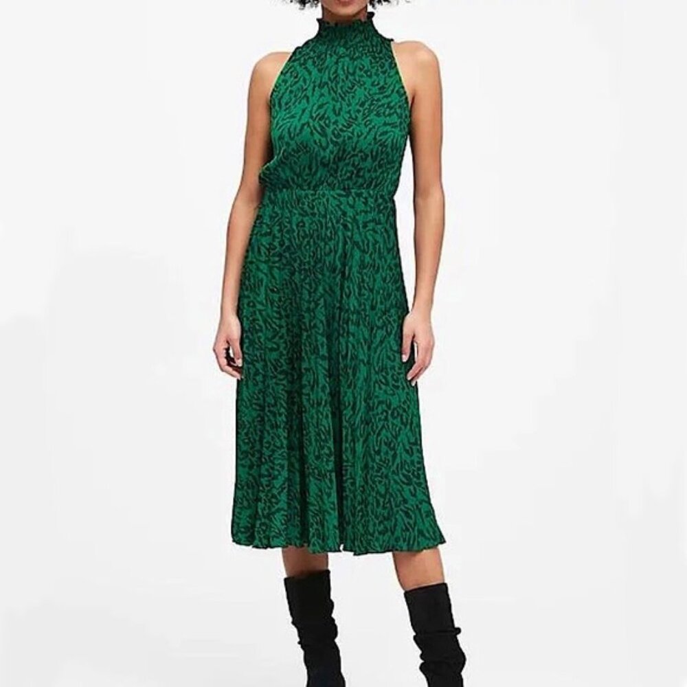 Banana Republic Green Patterned Midi Dress
